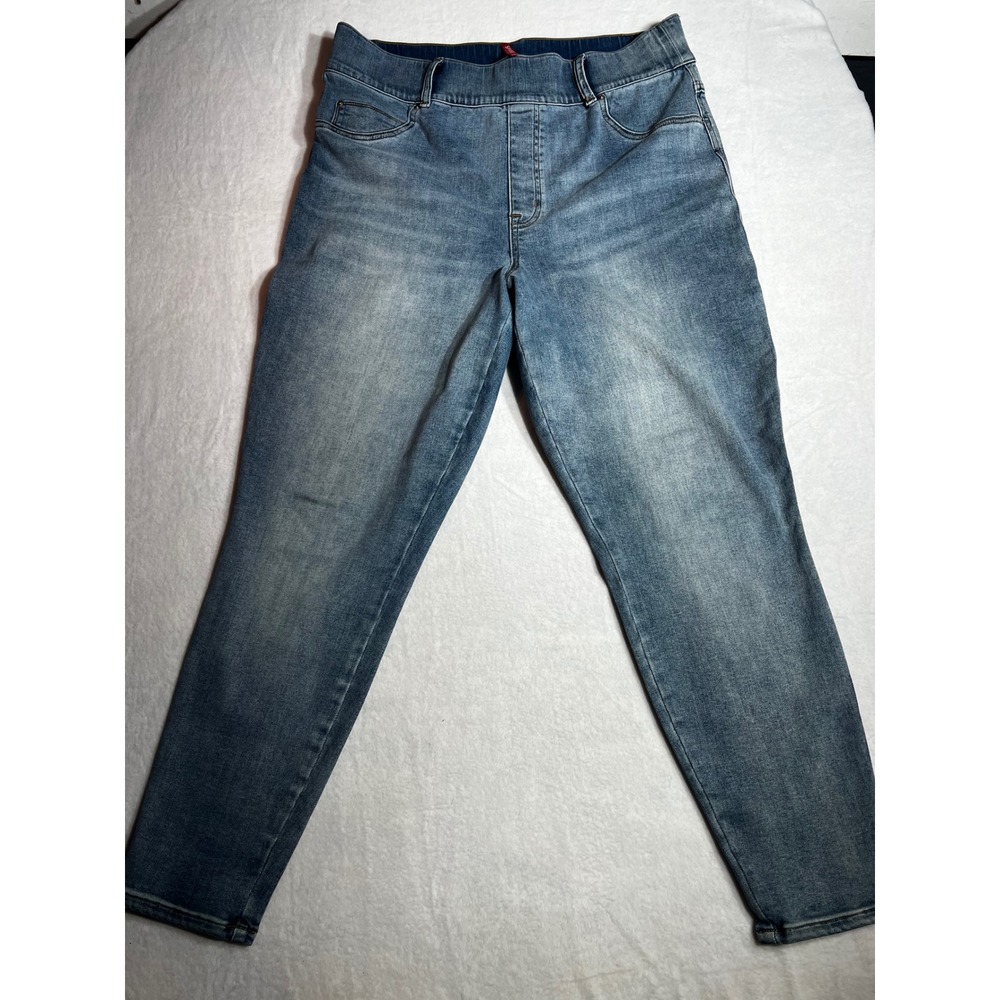 Spanx Ankle Jean-ish Leggings Womens 1X Blue Medium Wash Pull On Denim Jeggings